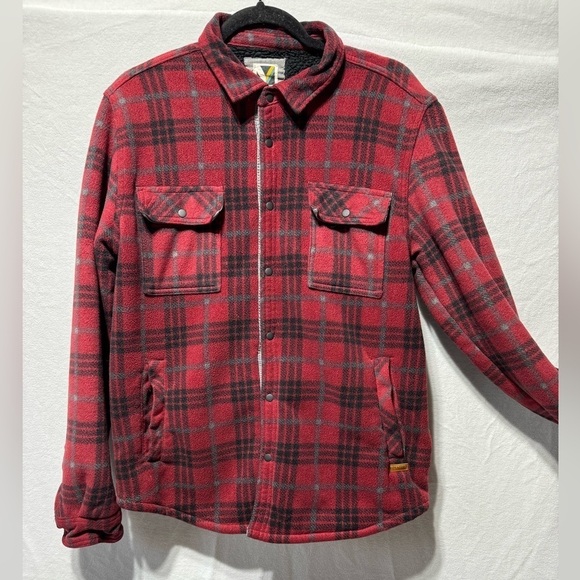 Voyager Other - Men’s VOYAGER plaid Fleece Coat Black/red Snap Buttons Size Small